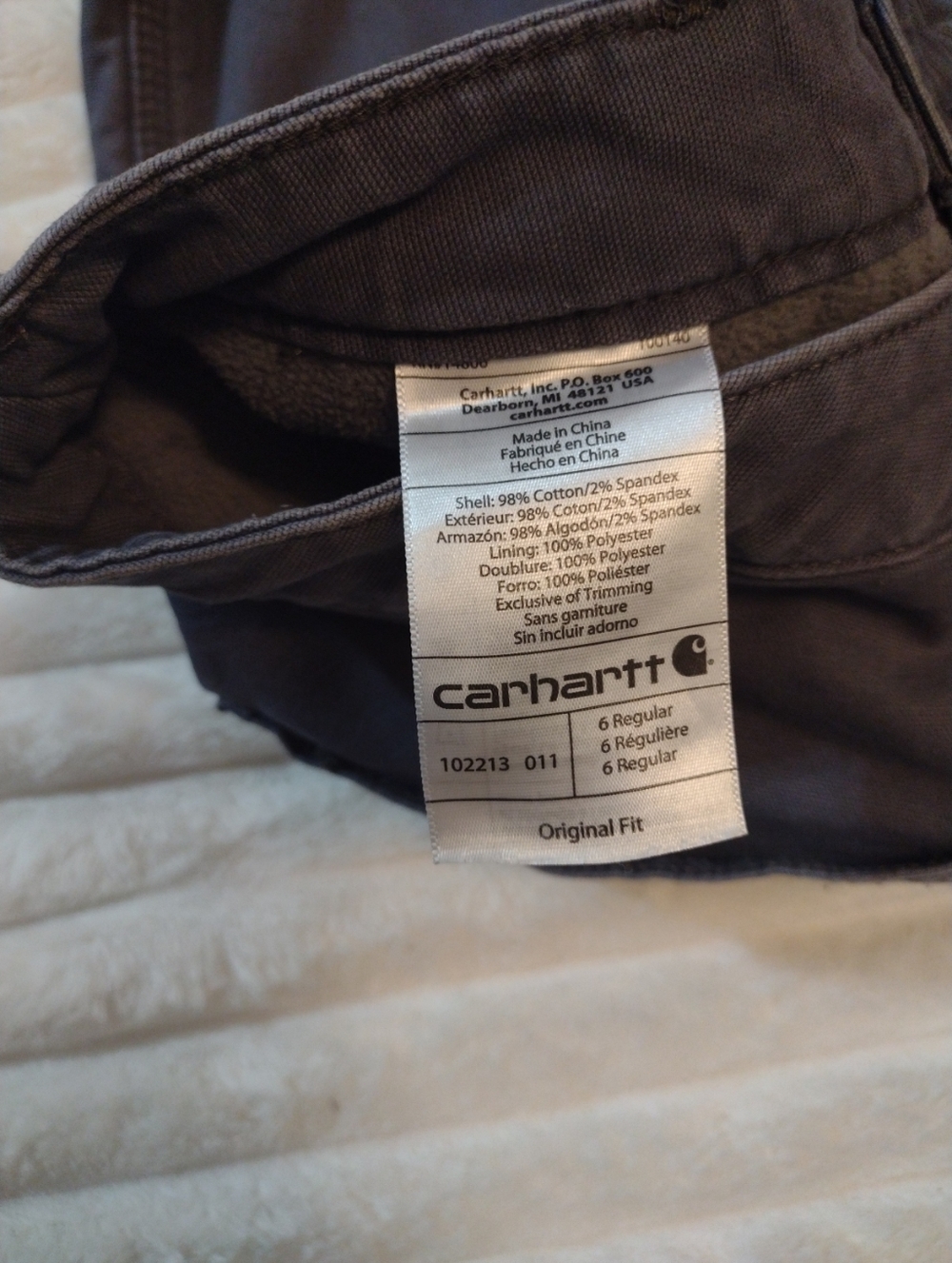 Carhartt Women 6 Reg Original Fit Fleece Lined Carpenter Pants Work Wear Grey - Picture 3 of 15